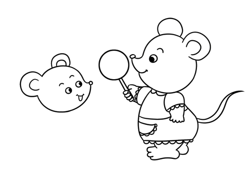 老鼠妈妈和小老鼠亲子简笔画
