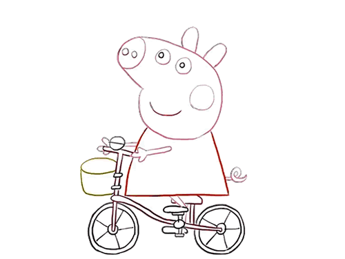 骑自行车小猪佩奇简笔画