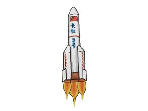 火箭简笔画彩色手绘图片