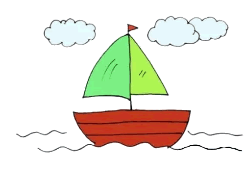 帆船的简笔画彩图图片