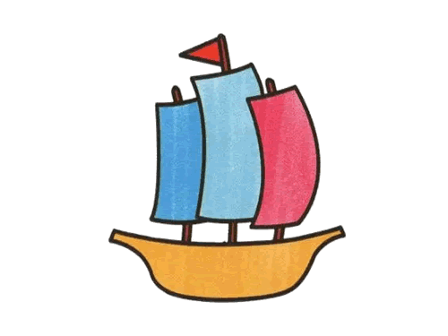 简笔画帆船 彩色图片