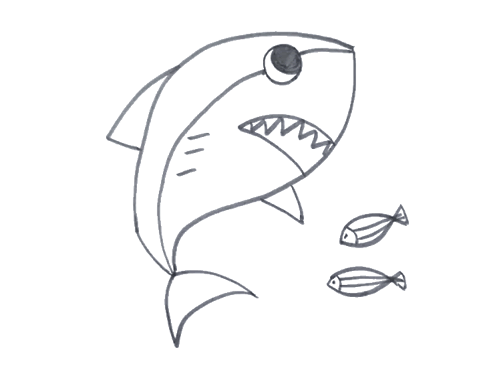 骷髅鲨鱼简笔画图片