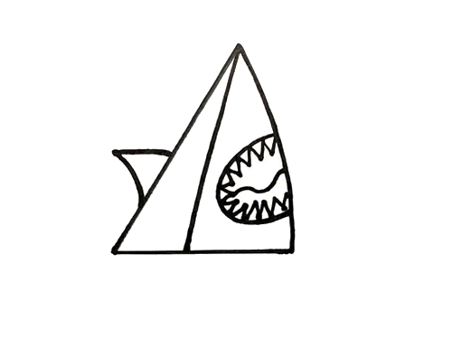 三角形画小鲨鱼
