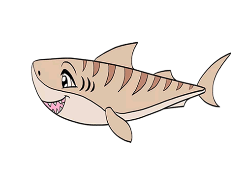 鲨鱼简笔画简单彩色图片