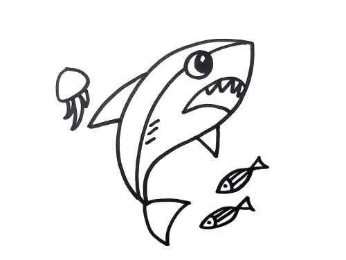 鲨鱼简笔画凶狠 简单图片