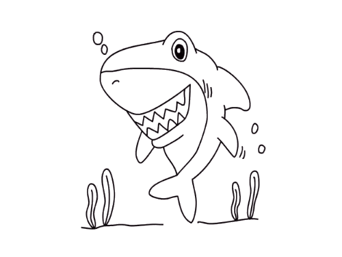 画大白鲨鱼的简笔画图片