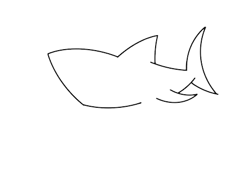 张大嘴的凶狠的鲨鱼简笔画