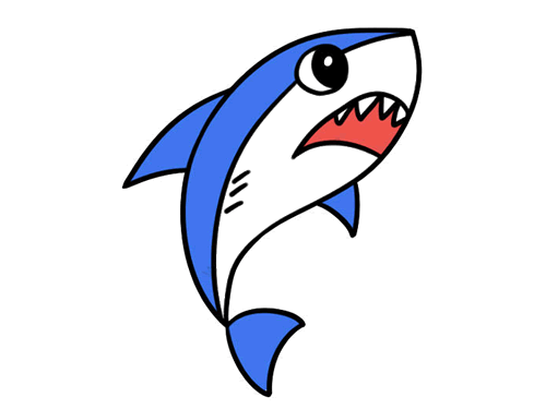 鲨鱼简笔画带颜色彩色图片