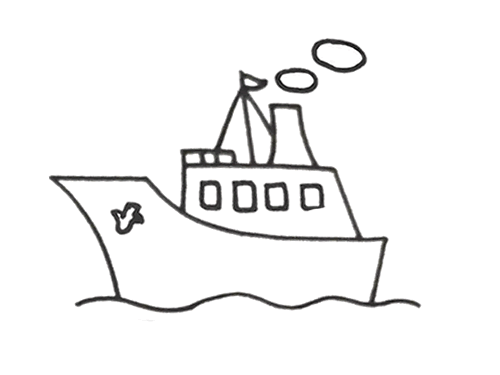 海上的轮船简笔画