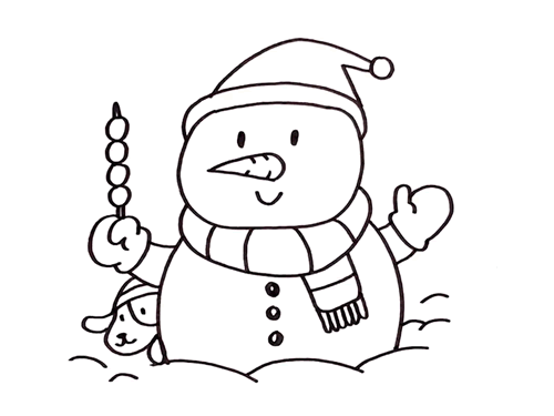 儿童画雪人简笔画