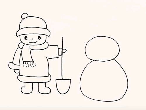堆雪人的小男孩雪人简笔画