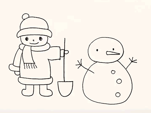 堆雪人的小男孩雪人简笔画