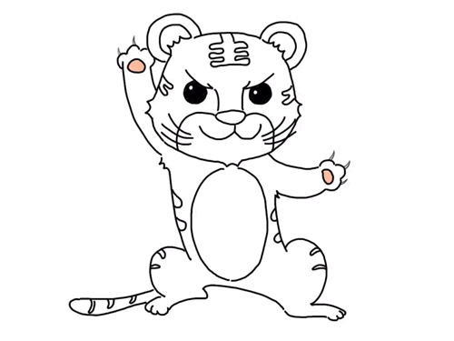老虎的画法卡通图片